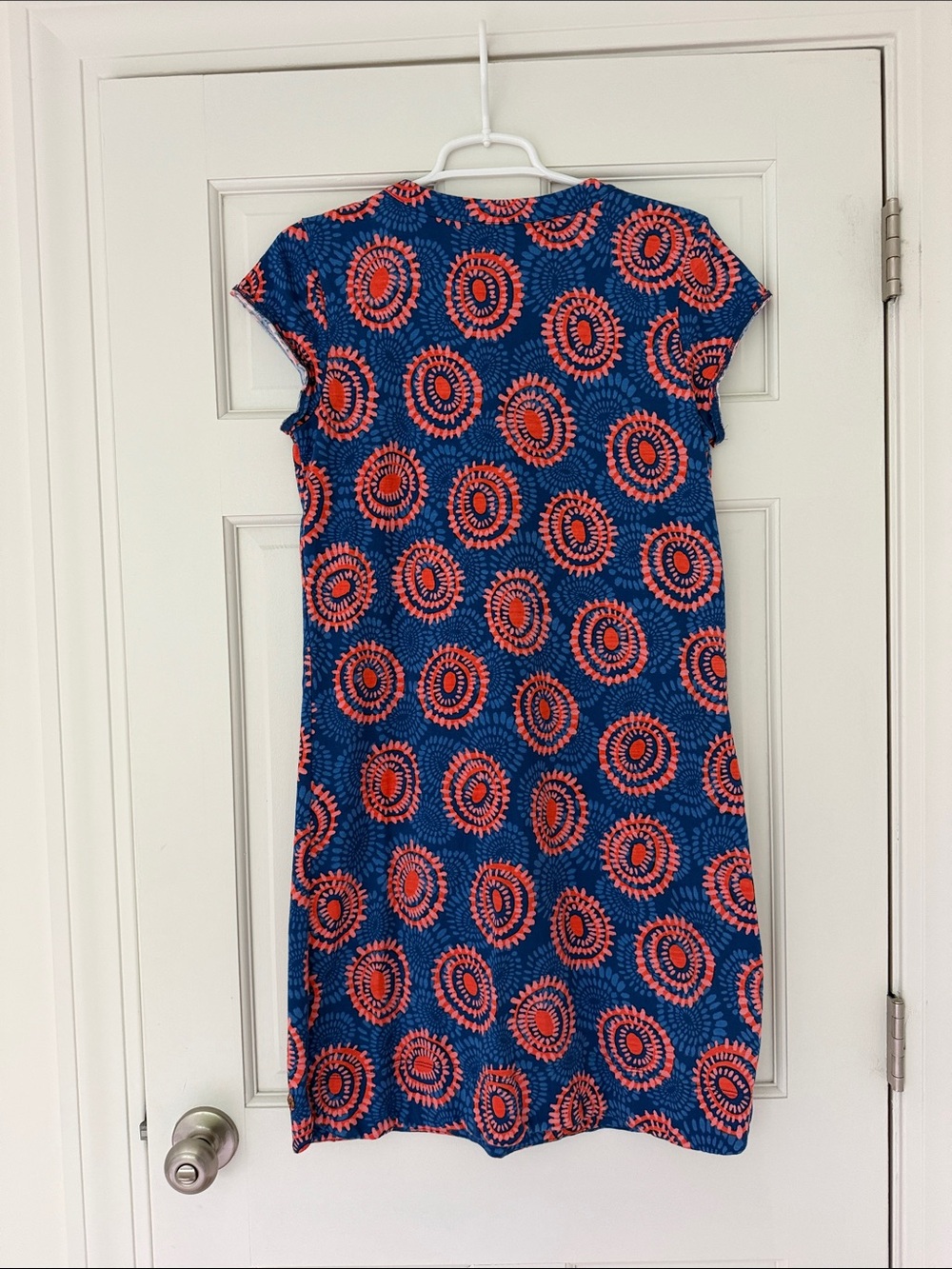 HATLEY dress size M blue orange cotton shortsleeve - Picture 3 of 6